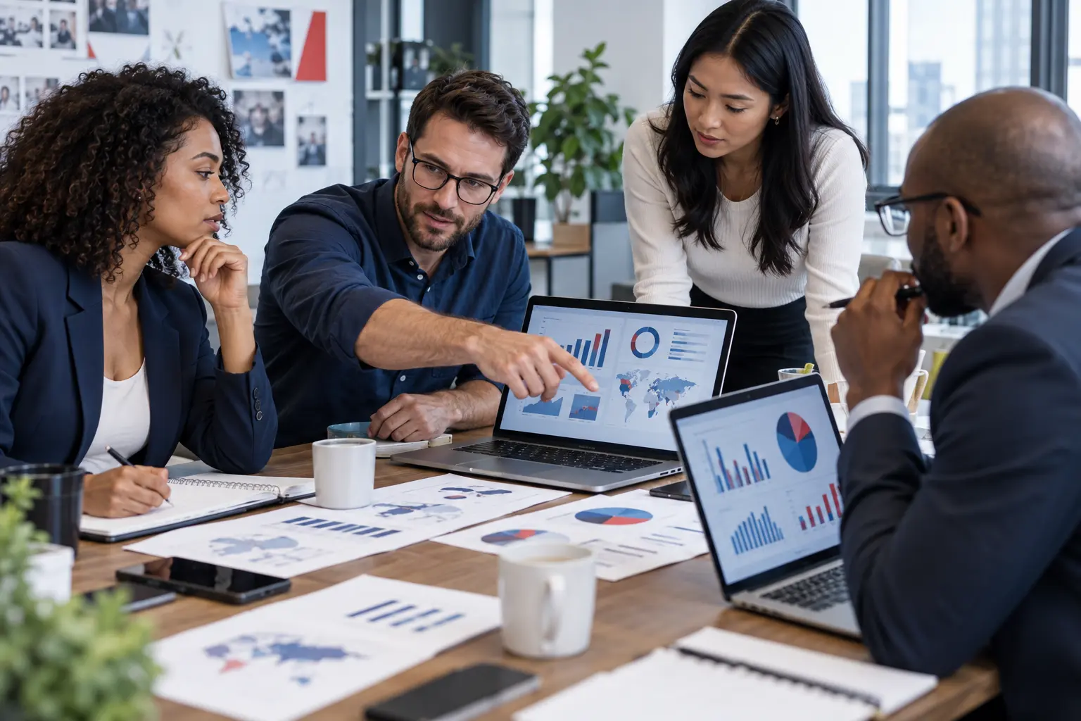 Professional research team reviewing audience insights